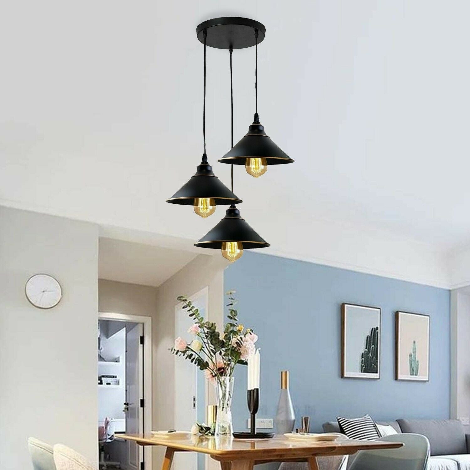 Black Cone Cluster Pendant Light Shade