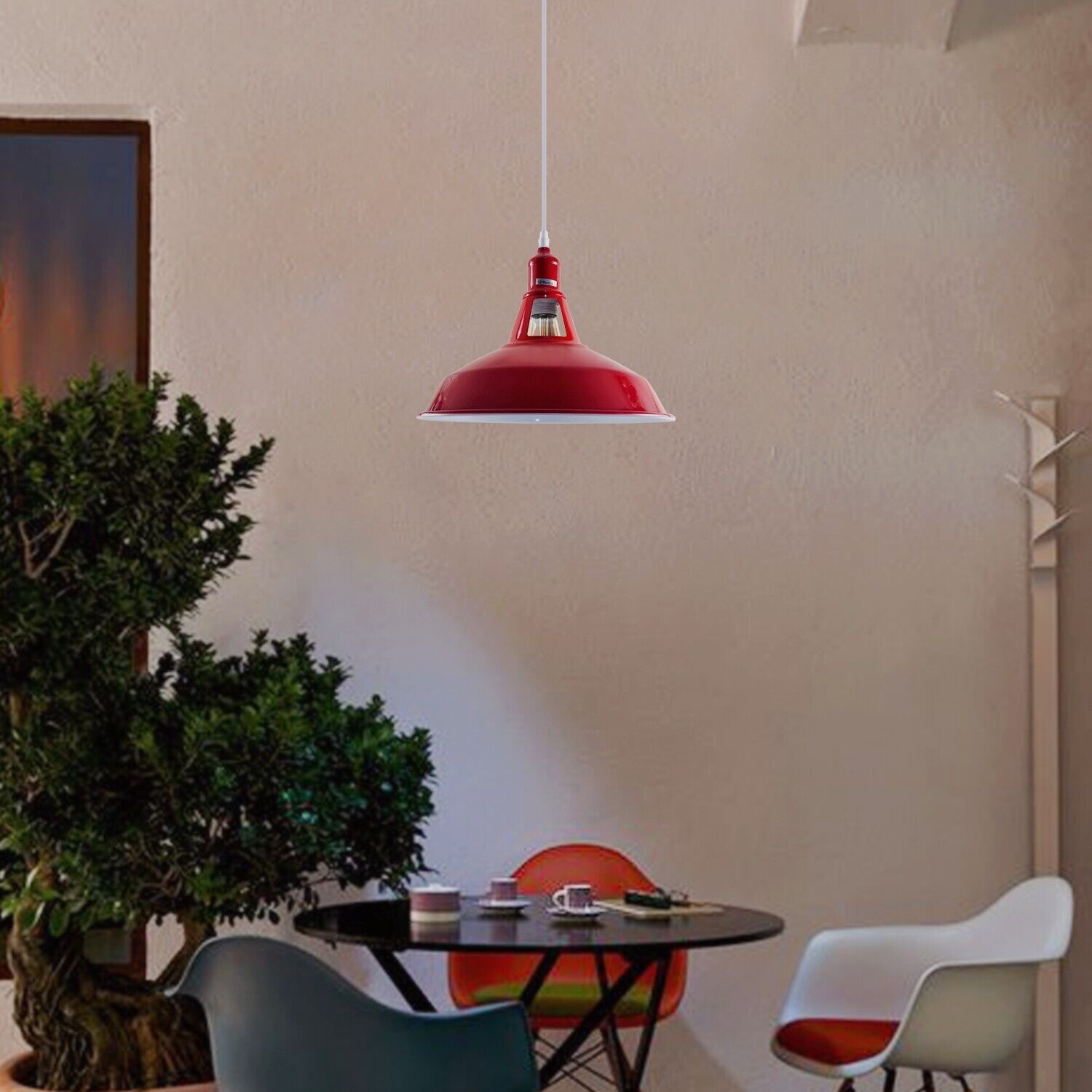 Industrial Vintage Modern Metal Retro  E27 Ceiling Red Barn Slotted Pendant Shade~3742 - LEDSone UK Ltd