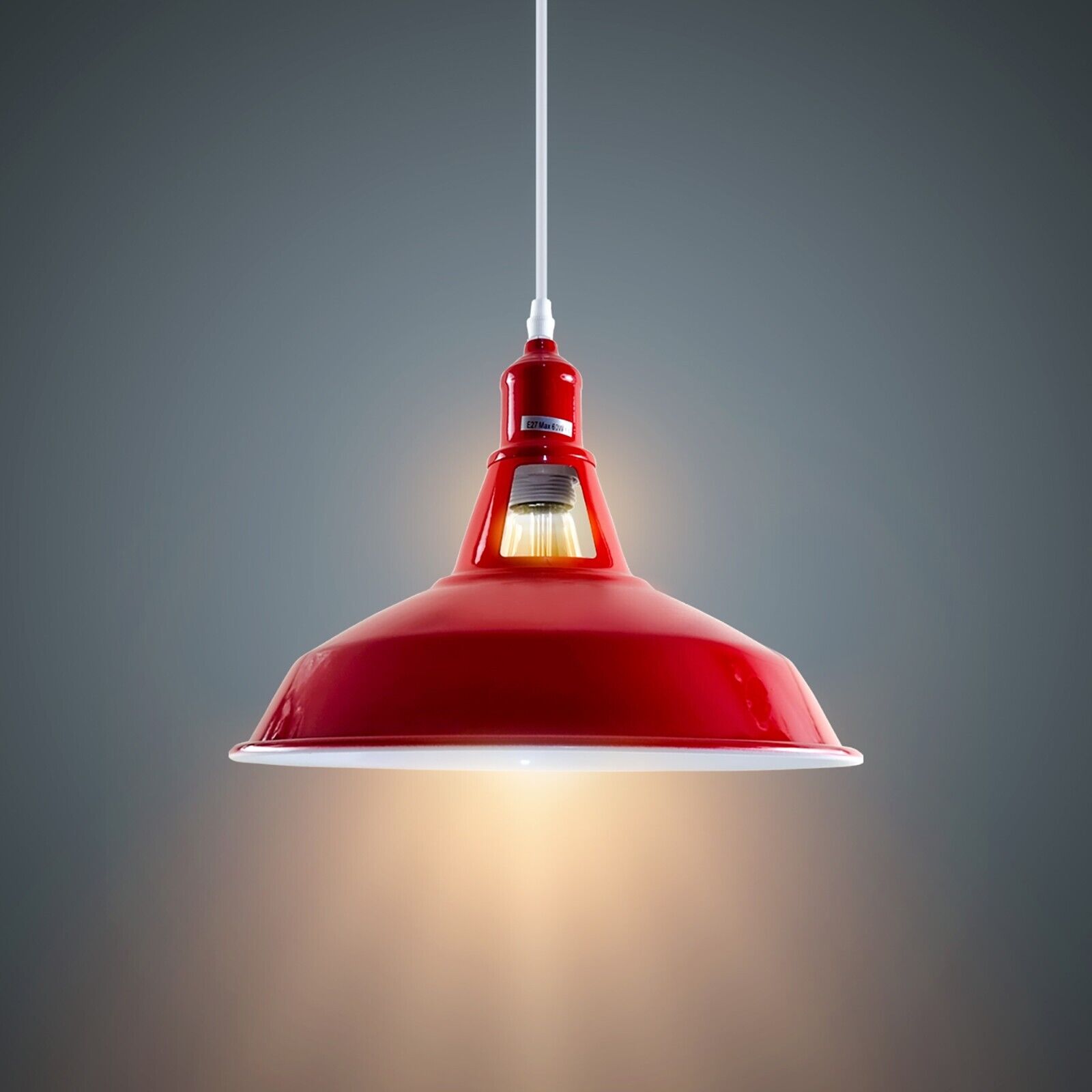 Industrial Vintage Modern Metal Retro  E27 Ceiling Red Barn Slotted Pendant Shade~3742 - LEDSone UK Ltd