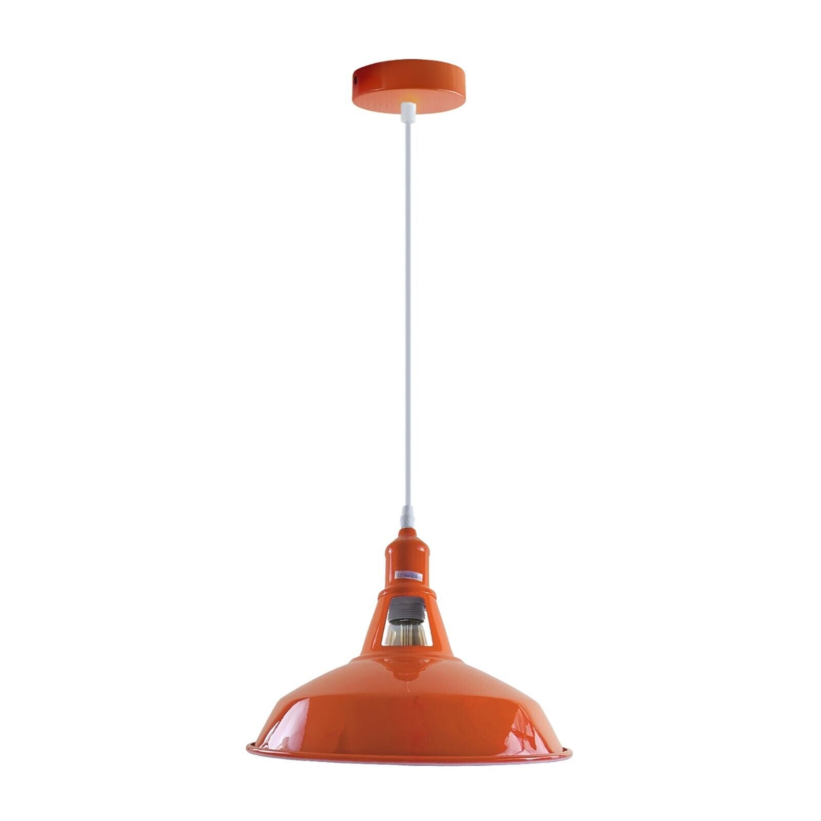 Bright orange metal pendant light for kitchen  pen_spark    tune  share   more_vert