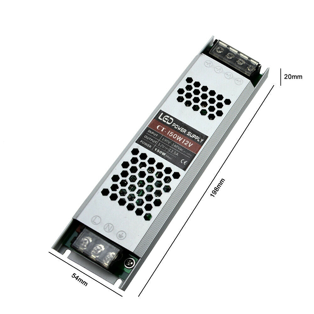 DC12V 150W Ultra Slim LED Driver Power Supply Transformer 240V for LED Strip~2356 - LEDSone UK Ltd