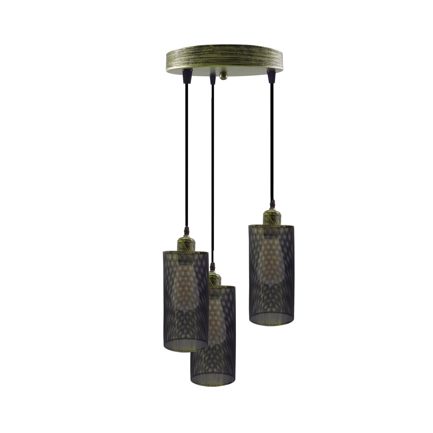 Industrial Retro pendant light 3 way Round ceiling base