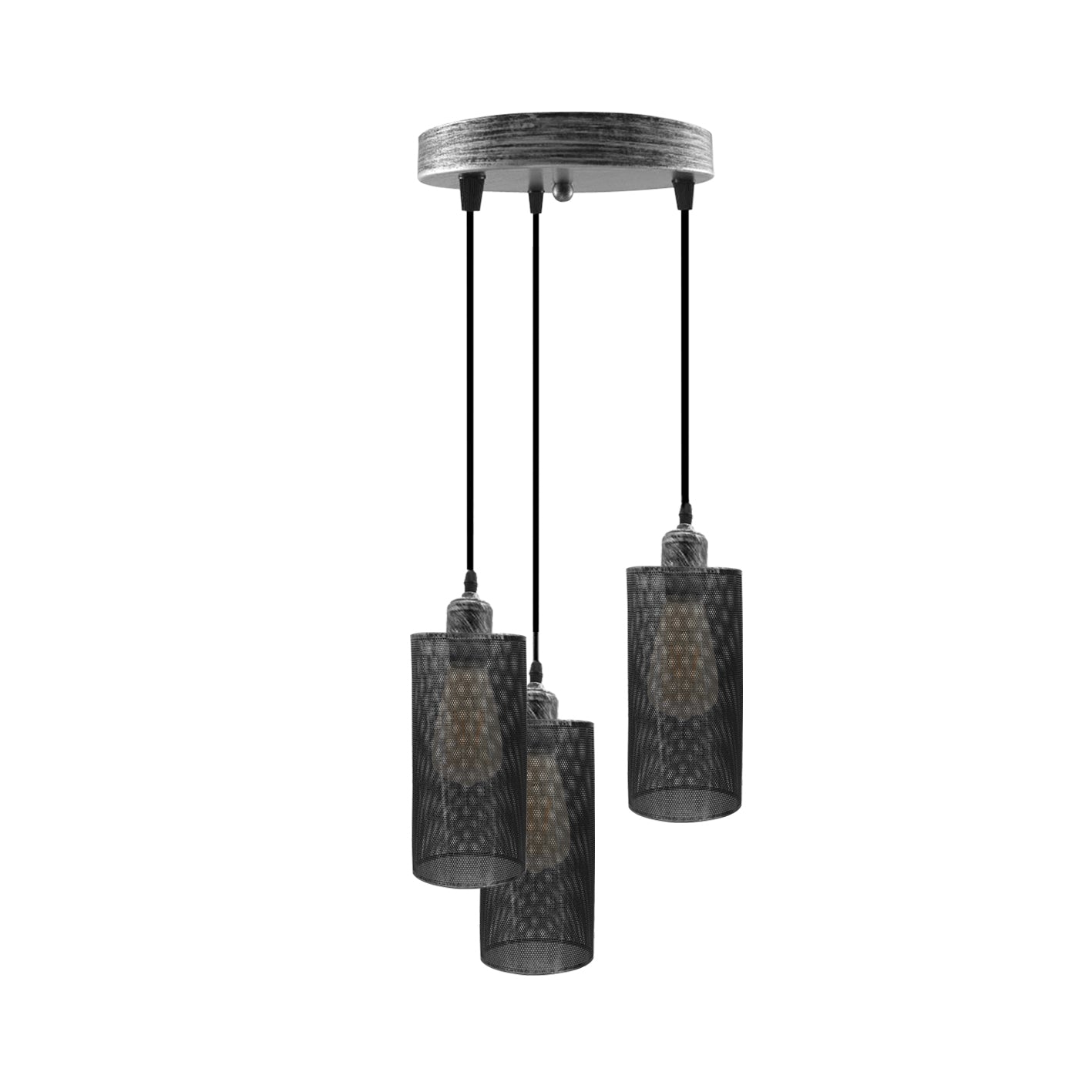 Industrial Retro pendant light - 3 way Round ceiling base