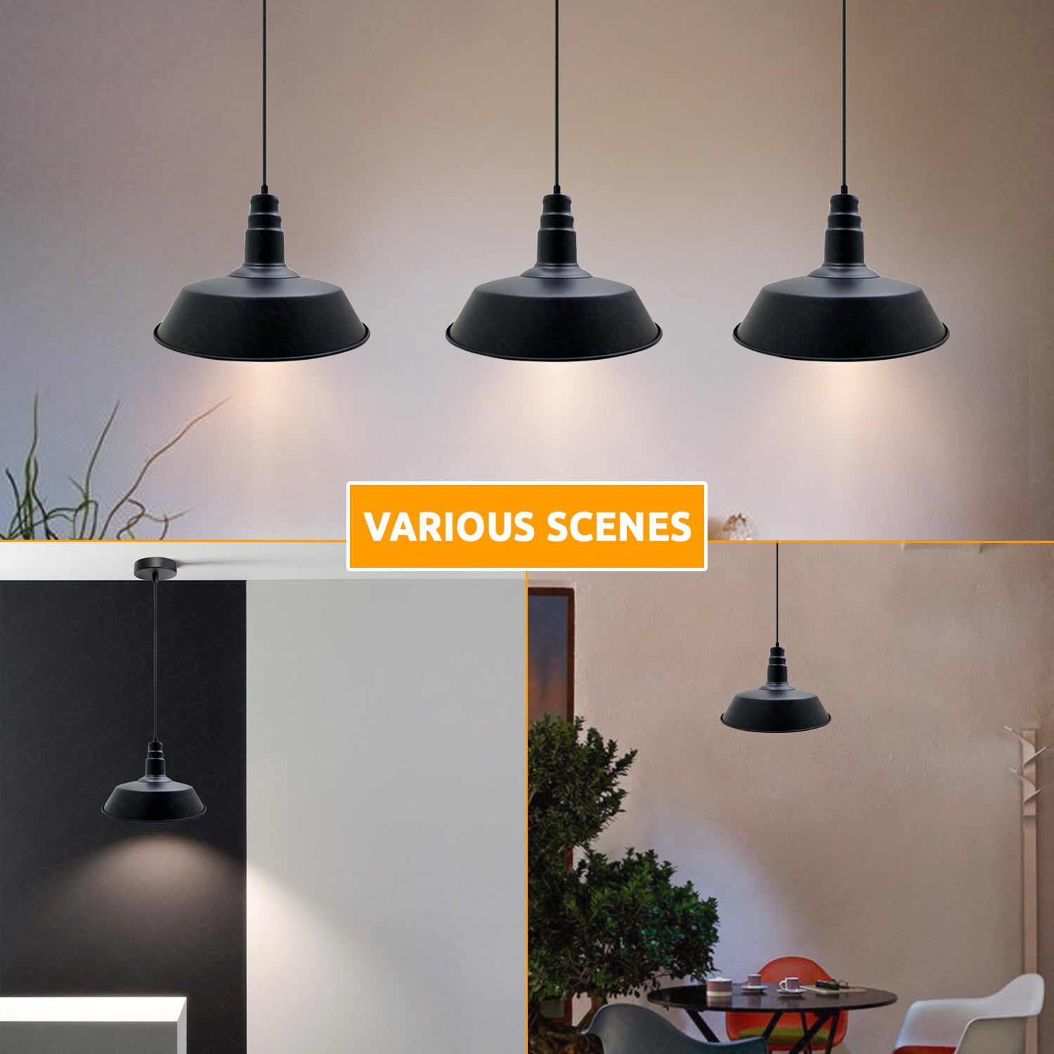 Vintage Industrial Brushed finished Retro Barn shape Metal Ceiling Lamp Shade Pendant Lights E27 lamp for Kitchen Home Living room Office Bar Restaurant