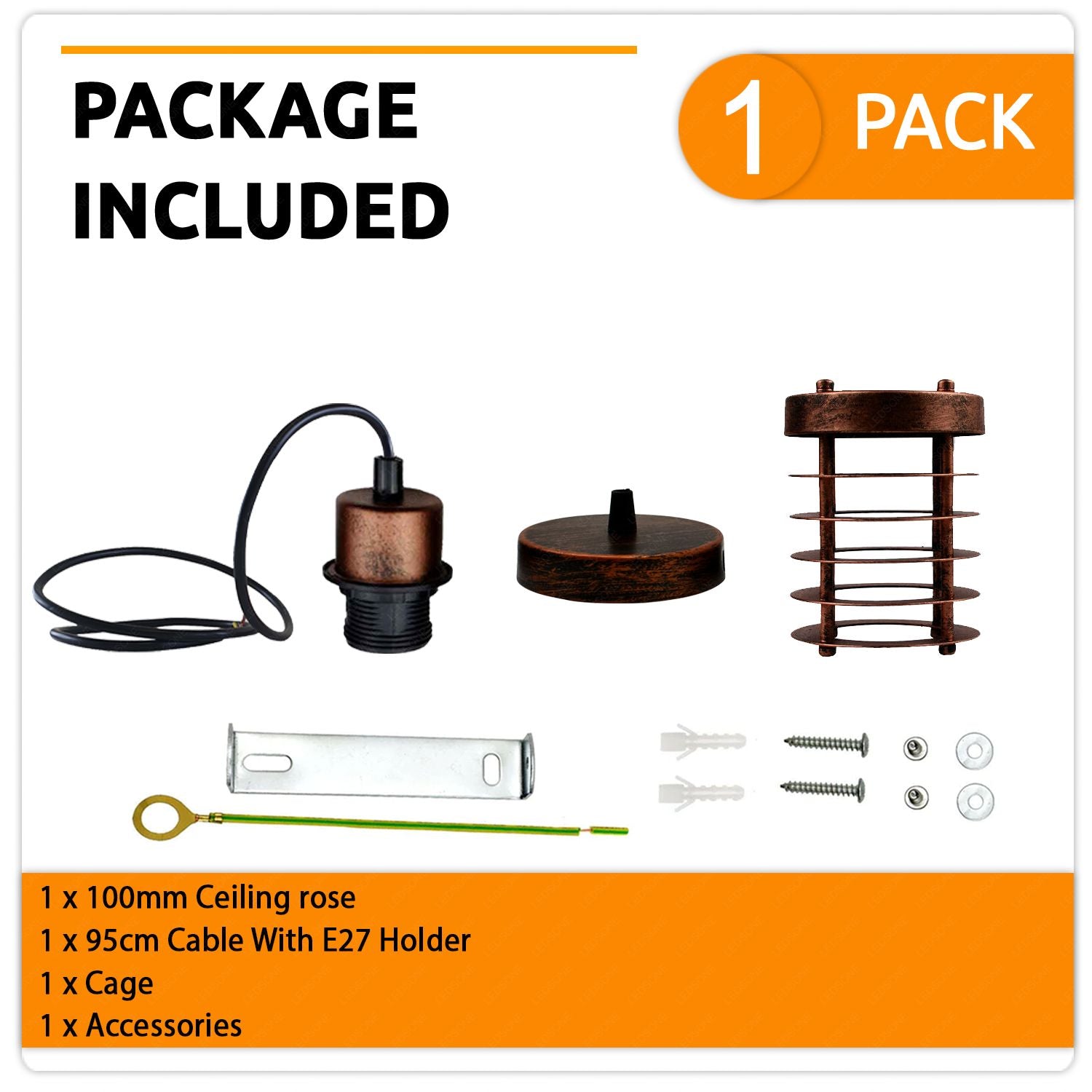 Modern Retro Step round cage pendant light round ceiling base Sturdy metal Loft Style Ceiling E27 lamp base Lamp Shade Pendant Lights for  Home Living room Office Bar Restaurant