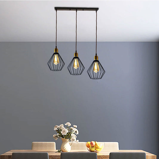 Vintage Retro Ceiling Pendant Light Fitting Wire Cage Lampshades, E27 Holder Hanging Light Kit for Indoor Area