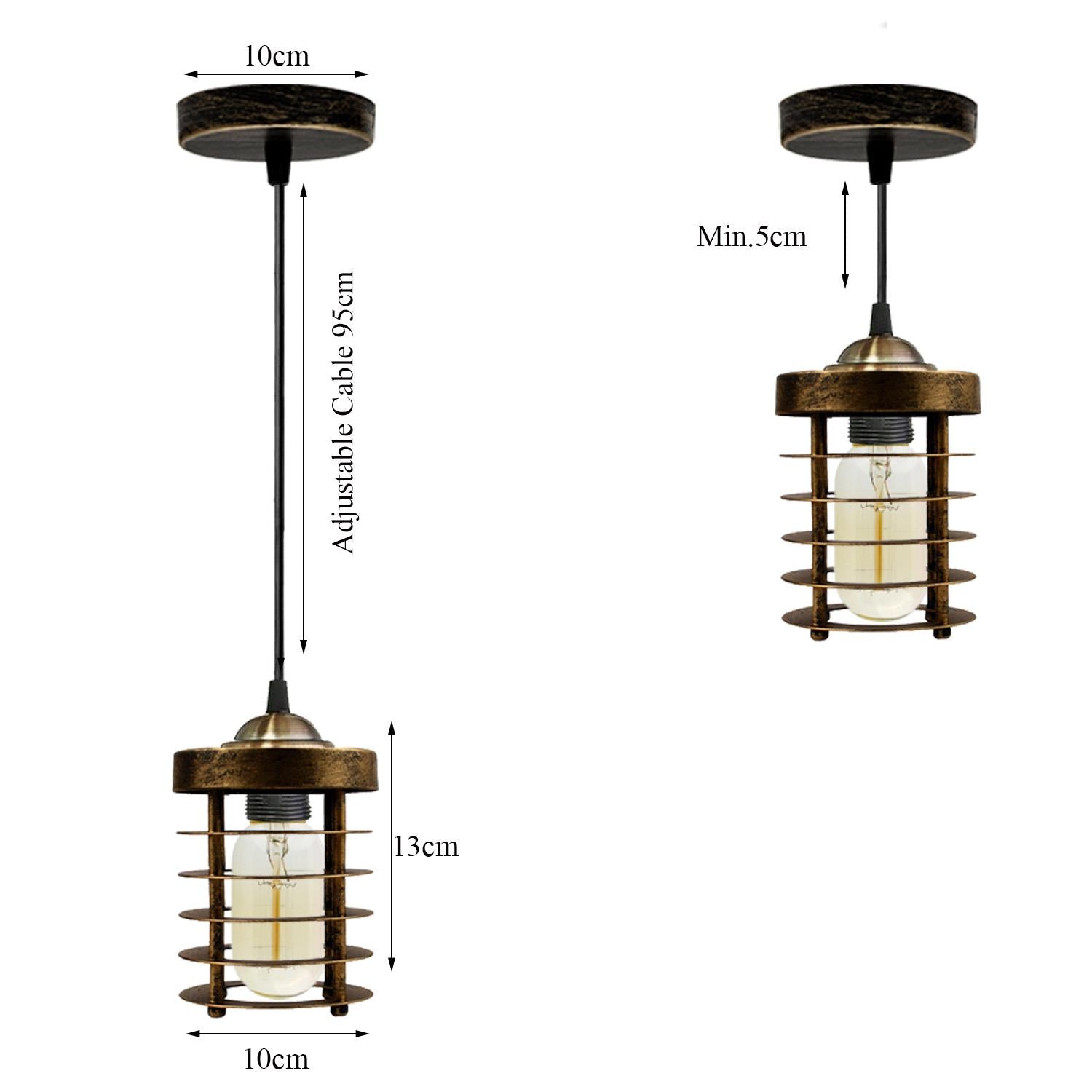 Industrial Vintage Pendant Light Retro Hanging Spiral Cage Mini~1442 - LEDSone UK Ltd