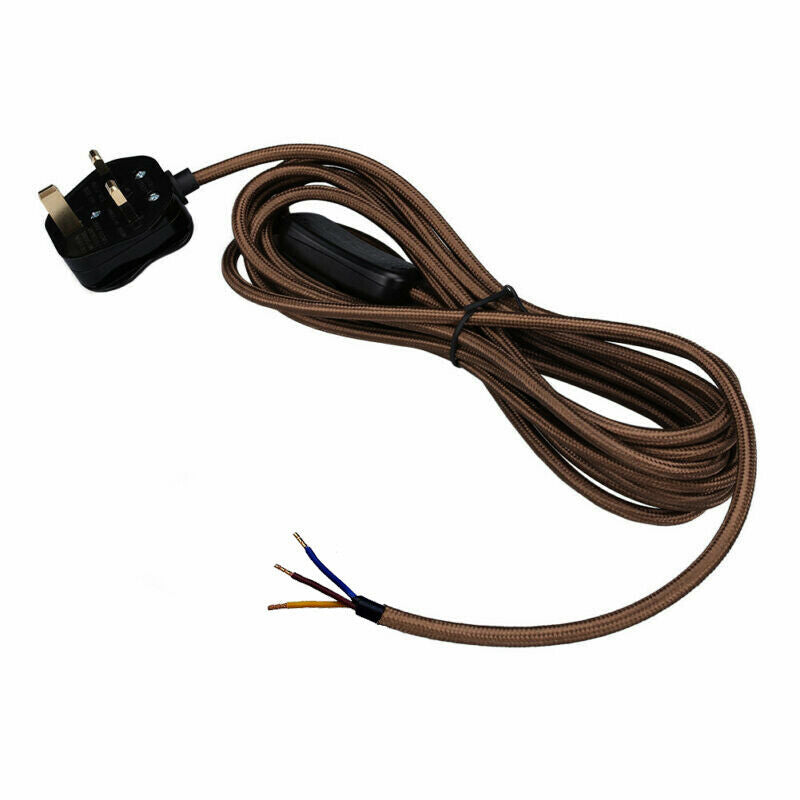 Plug In Pendant Fabric Flex Cable 2m With Inline Switch~1923 - LEDSone UK Ltd