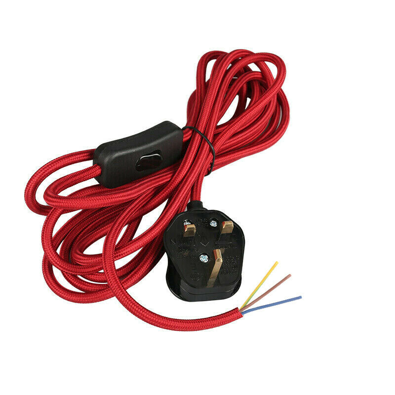 Plug In Pendant Fabric Flex Cable 2m With Inline Switch~1923 - LEDSone UK Ltd