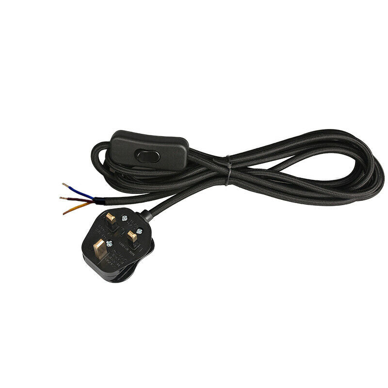 Plug In Pendant Fabric Flex Cable 2m With Inline Switch~1923 - LEDSone UK Ltd