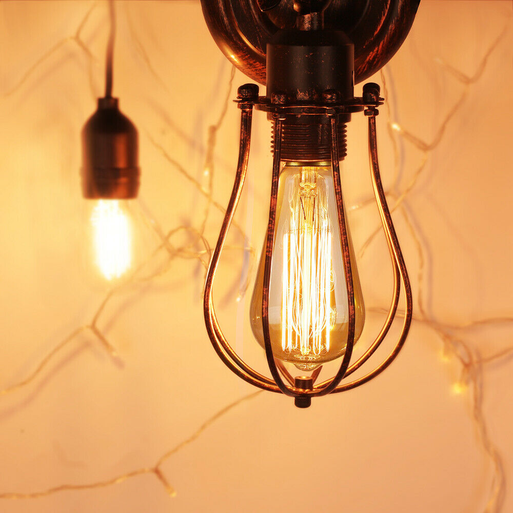 Vintage Retro Industrial Loft Rustic Cage Wall Sconce Ceiling Lights