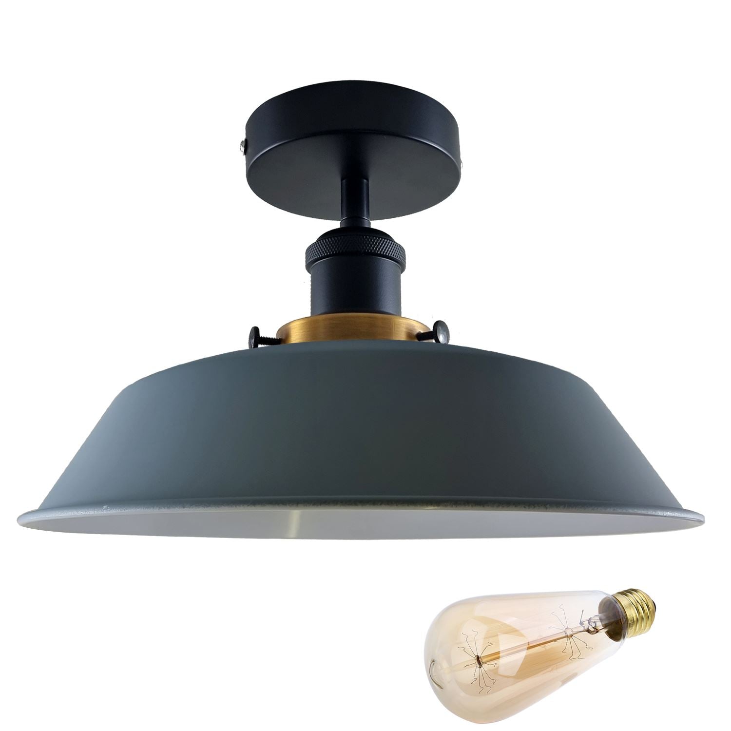 Modern Industrial Ceiling Light Fitting Flush Mount Light Metal Shade~1228 - LEDSone UK Ltd