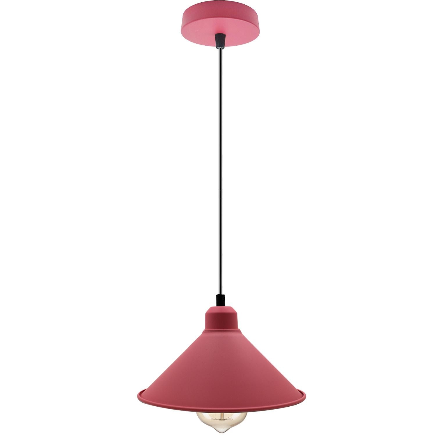 Retro Industrial Hanging Chandelier Ceiling Cone Shade pink colour  Vintage Metal Pendant light~1001 - LEDSone UK Ltd