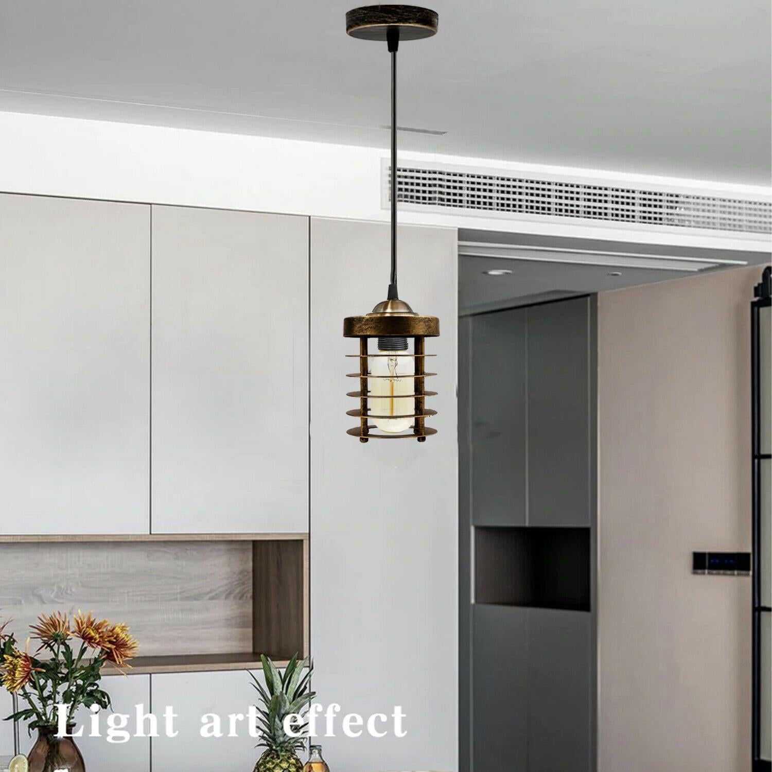 Industrial Vintage Pendant Light Retro Hanging Spiral Cage Mini~1442 - LEDSone UK Ltd