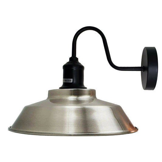 Retro wandlamp van satijnnikkel, rustieke loft wandlamp, industriële wandlamp ~1978