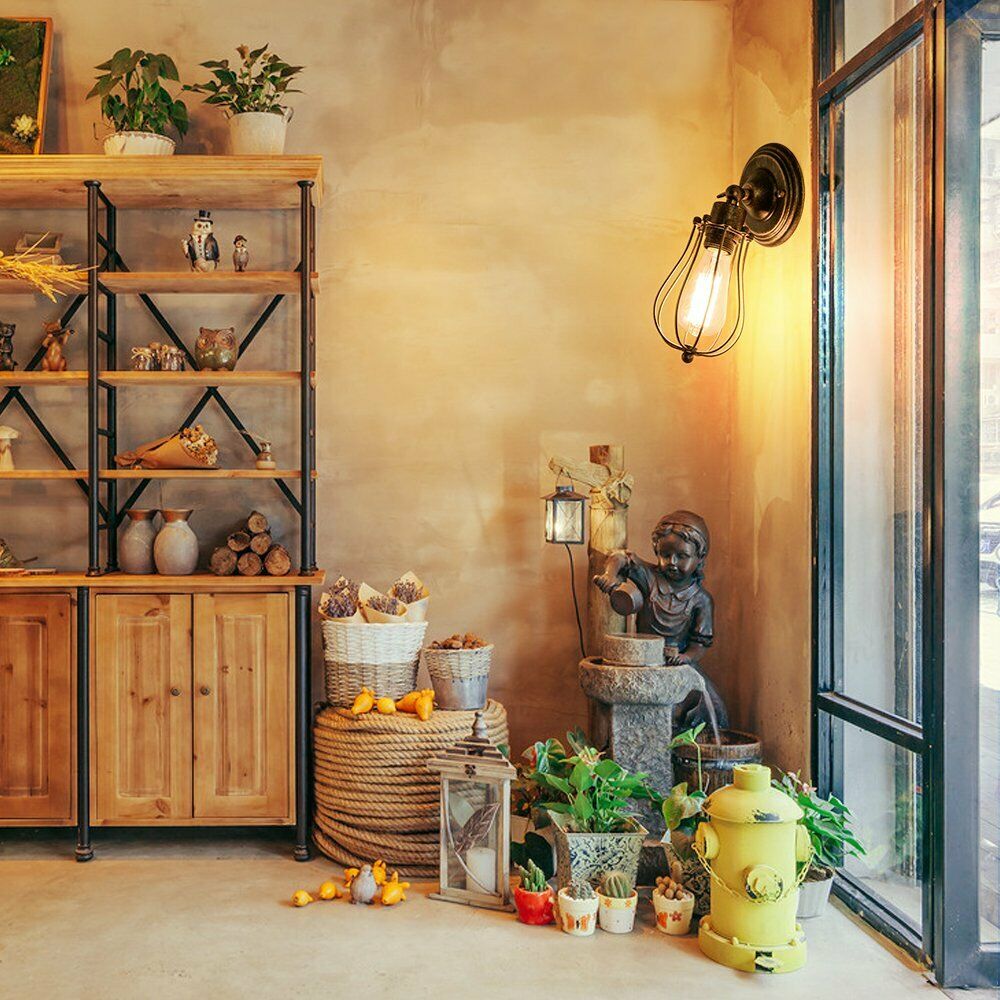 Vintage Retro Industrial Loft Rustic Cage Wall Sconce Ceiling Lights