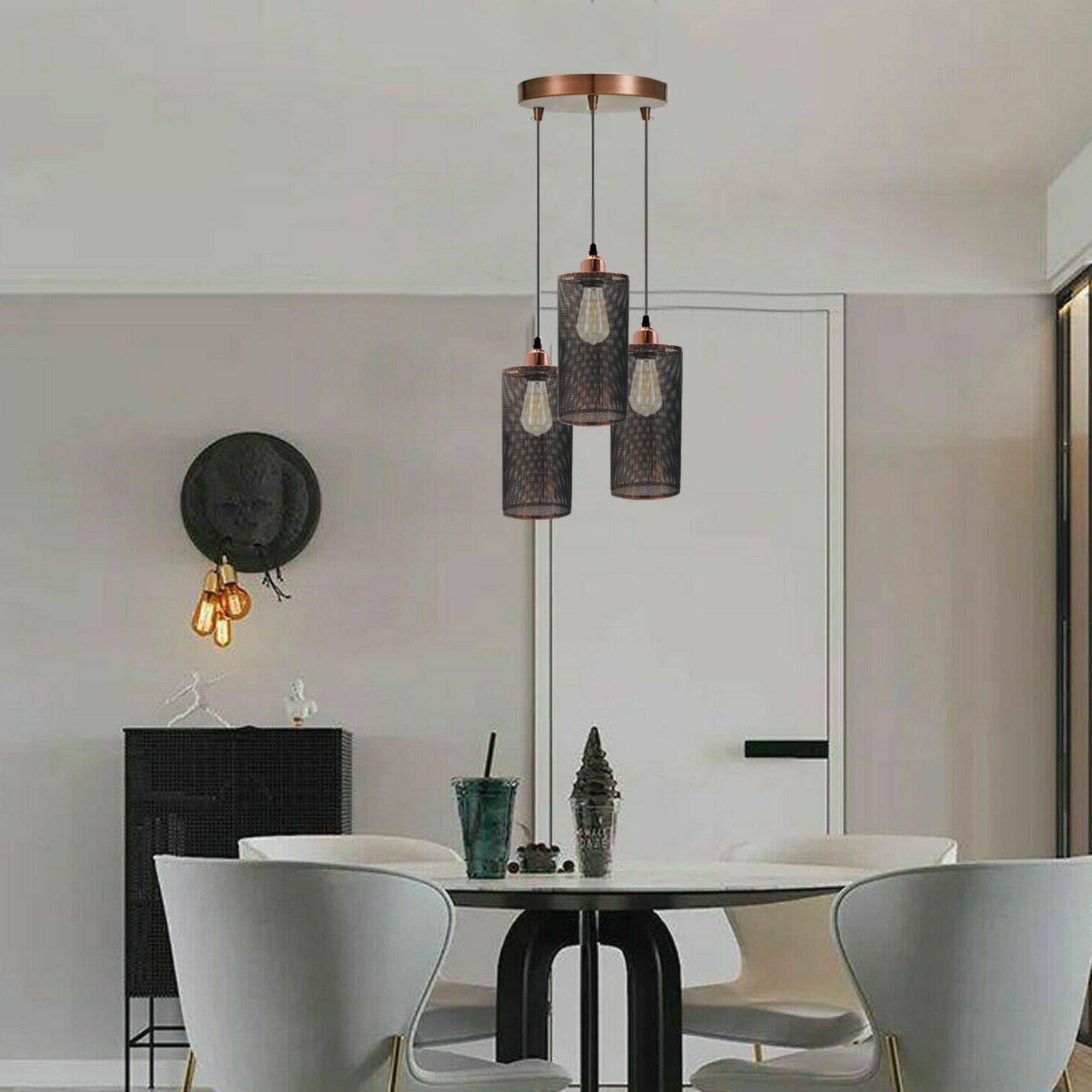 Ceiling Rose 3 Way Hanging Pendant Lamp Shade Light Fitting Lighting Kit UK~1188 - LEDSone UK Ltd