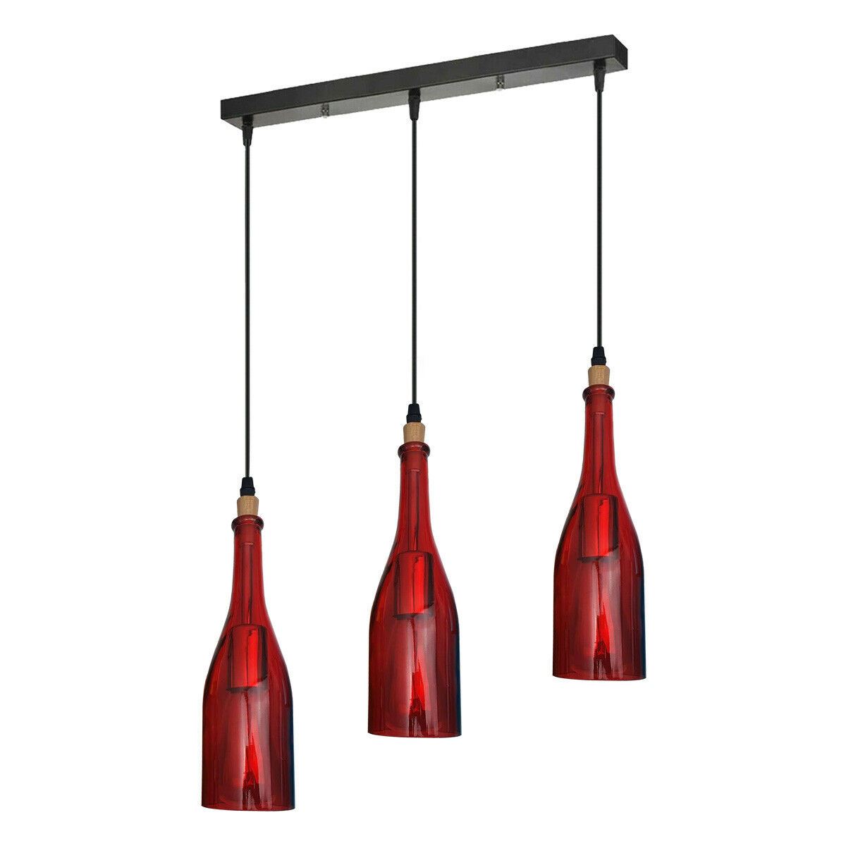 Industrial Ceiling Pendant Light 3Wine Bottle Cluster Glass Lampshade~1345 - LEDSone UK Ltd