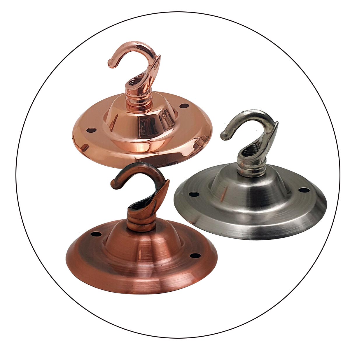 75mm Front Fitting Color Ceiling Hook With Single Point Drop Outlet Plate~1448 - LEDSone UK Ltd