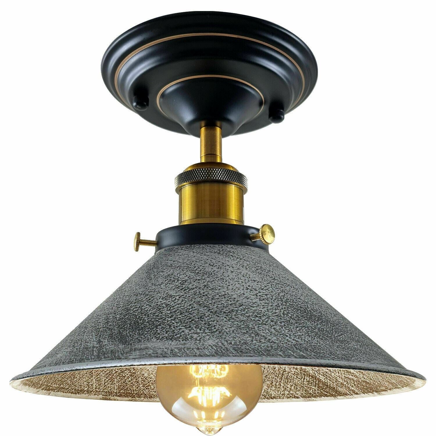 Vintage Industrial Retro Metal Indoor Ceiling Light Flush Mount Retro Cone Shade Lamp UK~1229 - LEDSone UK Ltd