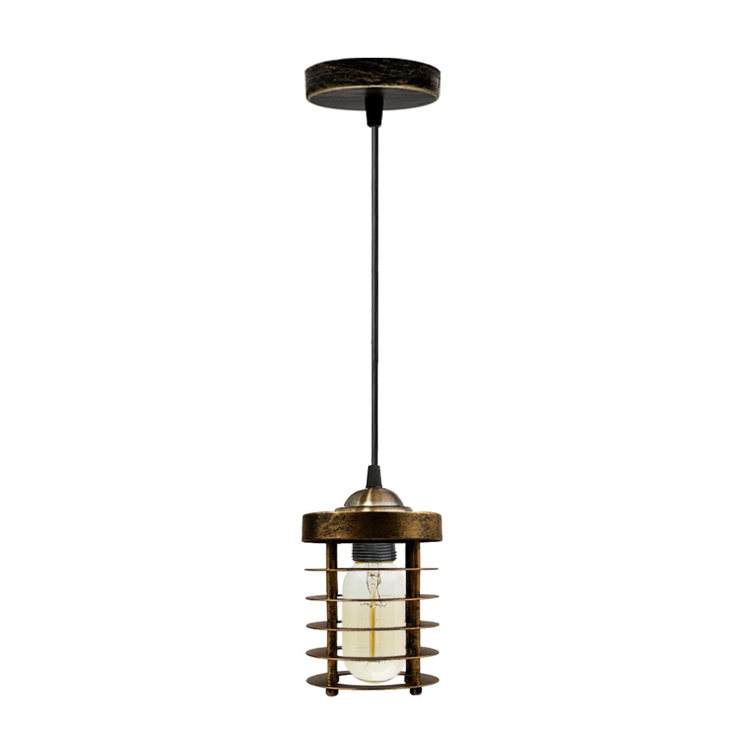Industrial Vintage Pendant Light Retro Hanging Spiral Cage Mini~1442 - LEDSone UK Ltd