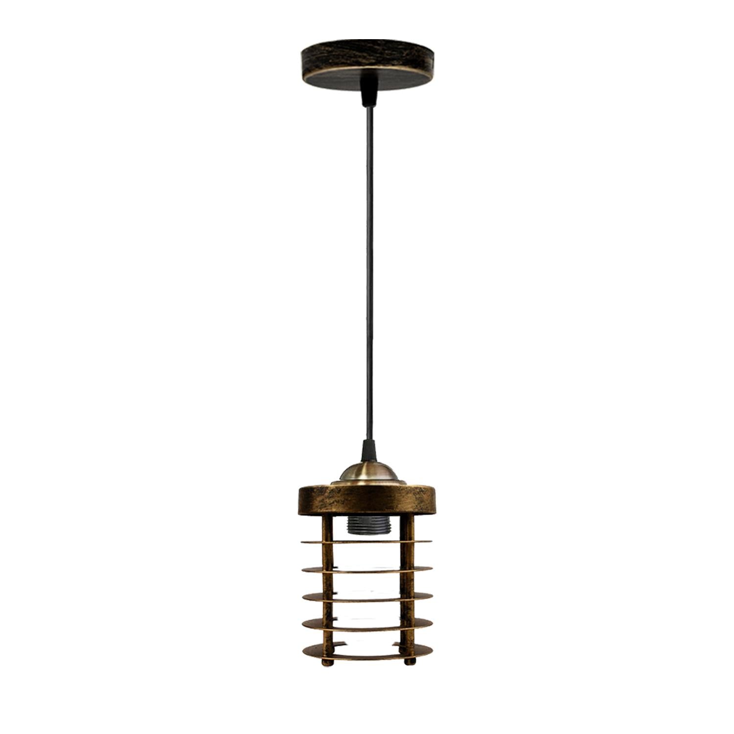 Industrial Vintage Pendant Light Retro Hanging Spiral Cage Mini~1442 - LEDSone UK Ltd