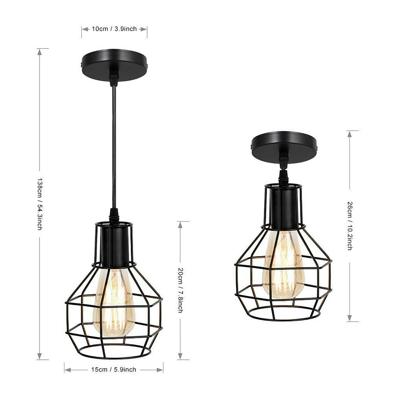 Adjustable metal wire cage pendant light