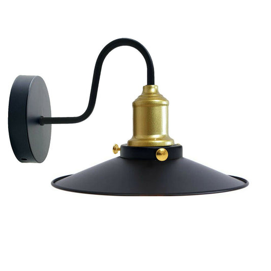 Black Shade With Gold Holder Wall Light Lampshade Modern Industrial Wall Lamp~1572 - LEDSone UK Ltd