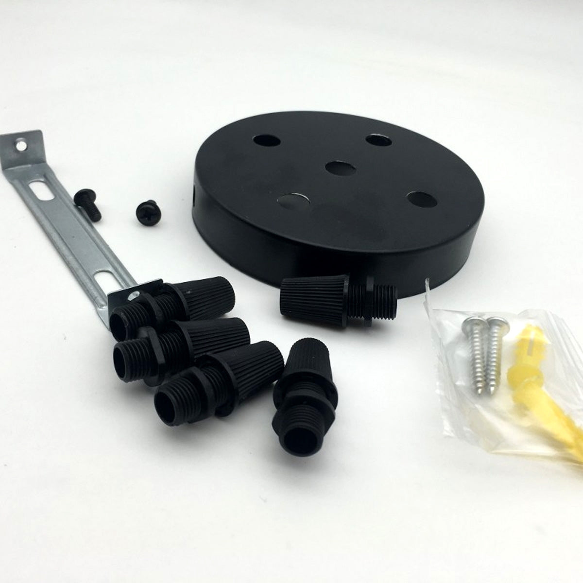 Multi Outlet Drop Black Metal Ceiling Rose 120x25mm~1461 - LEDSone UK Ltd