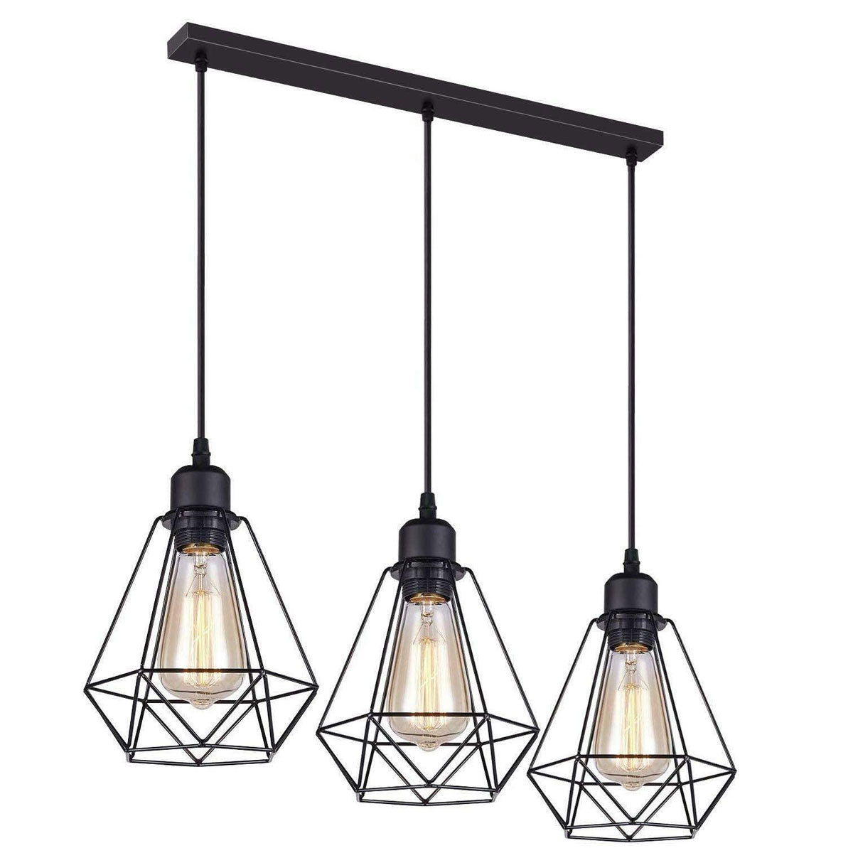 Retro Loft 3 Head Ceiling Light Shade Pendant Lamp With Bulbs~2563 - LEDSone UK Ltd