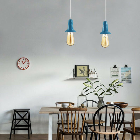 Blue Ceiling Light Fitting Industrial Pendant Lamp Bulb Holder~1684 - LEDSone UK Ltd