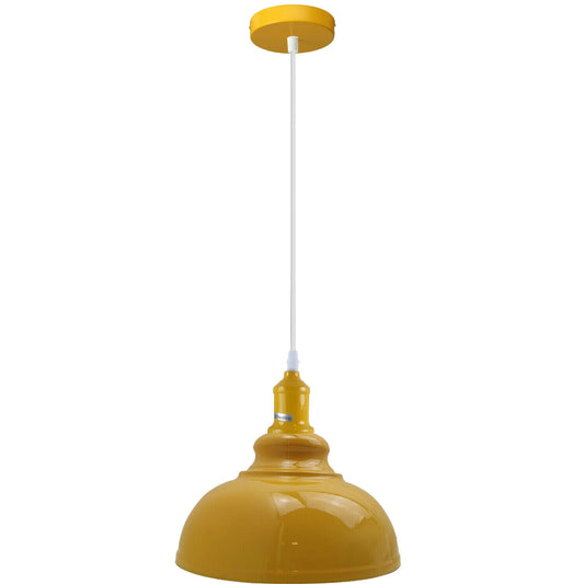 Yellow Metal Dome Pendant Light Shade Dining Room