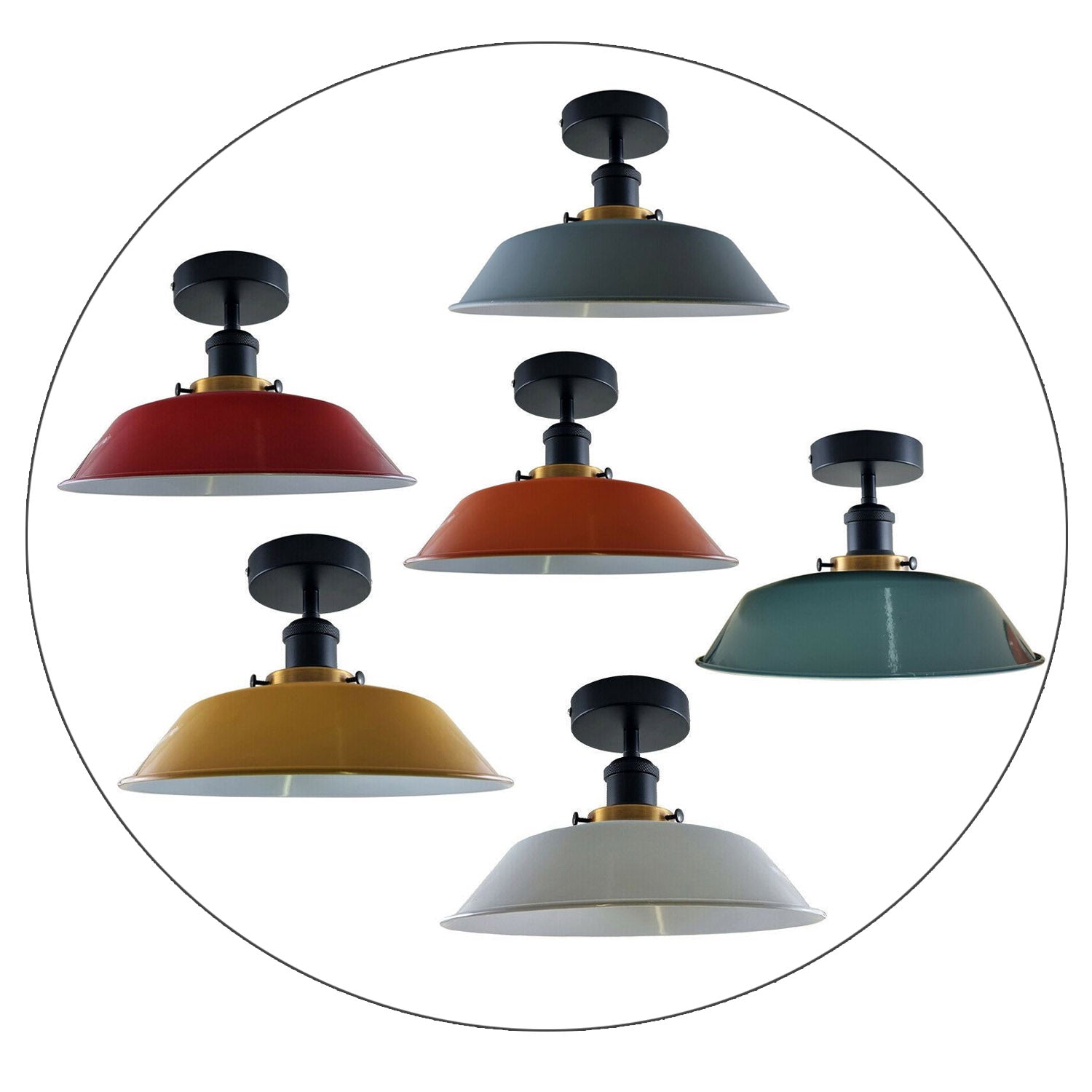 Modern Industrial Ceiling Light Fitting Flush Mount Light Metal Shade~1228 - LEDSone UK Ltd