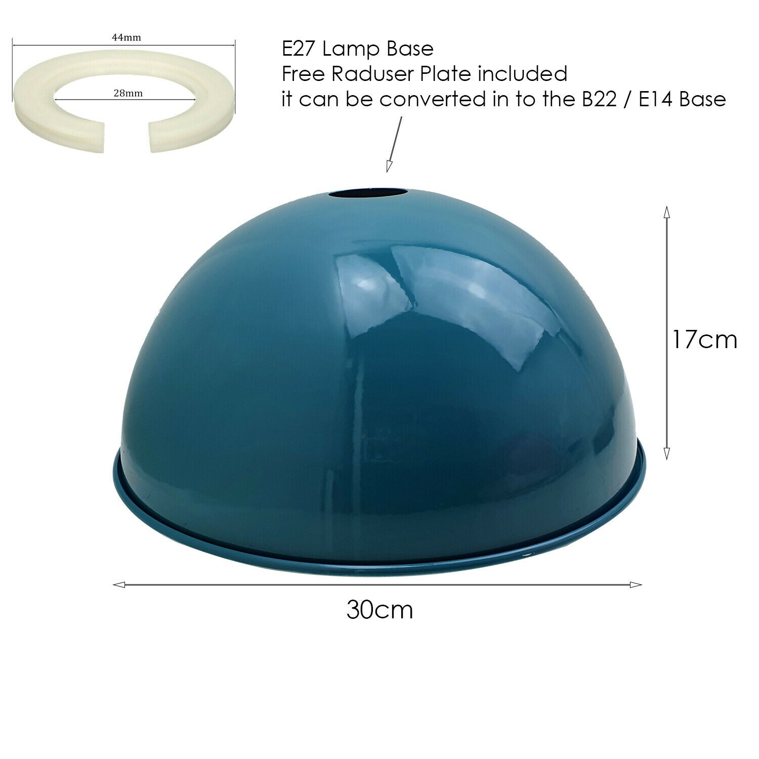 Modern Blue Ceiling Light Shade Hanging Pendant Lamp Metal Dome Shade~1890 - LEDSone UK Ltd