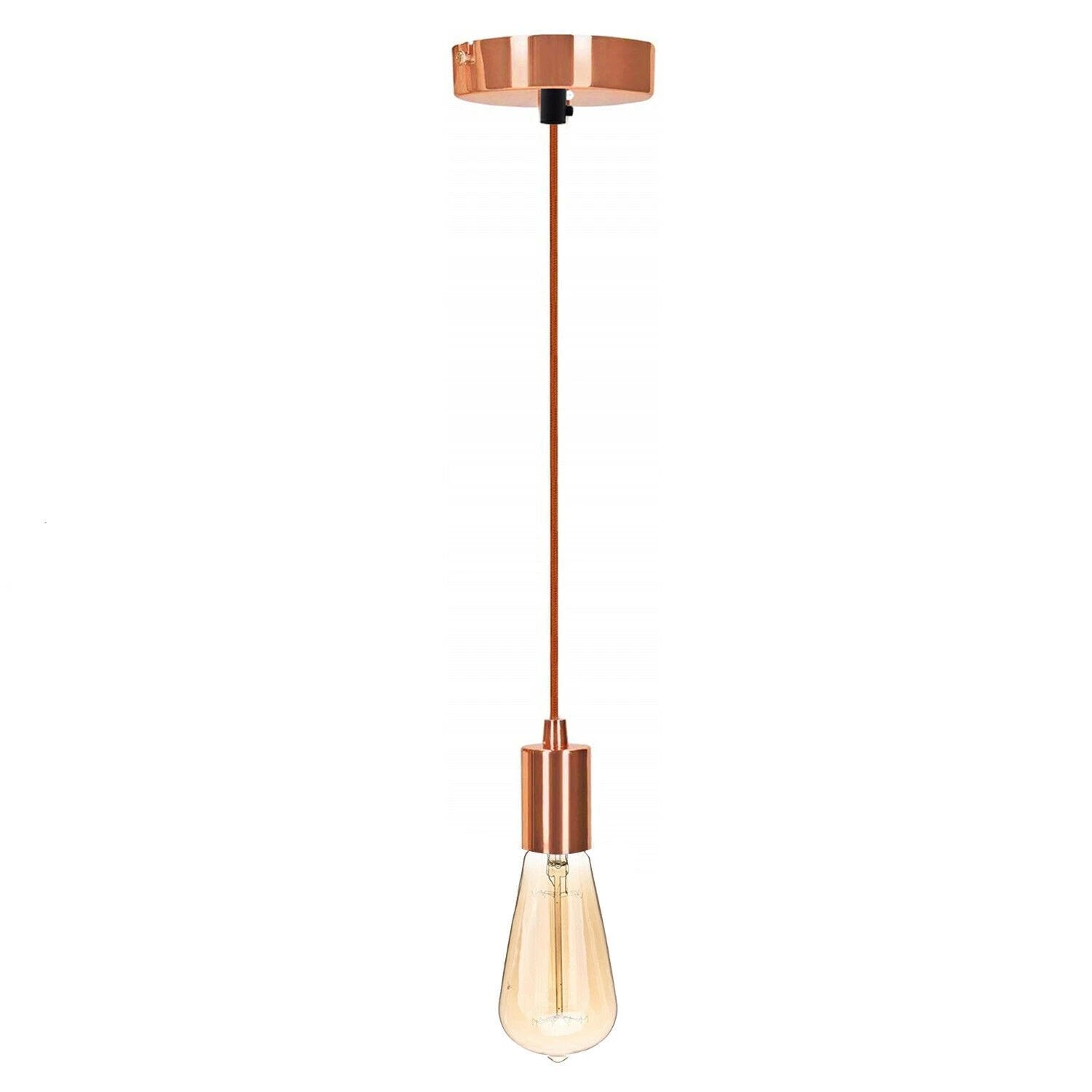 E27 Screw Ceiling Rose Pendant Light Fabric Flex Lamp Holder~2487 - LEDSone UK Ltd