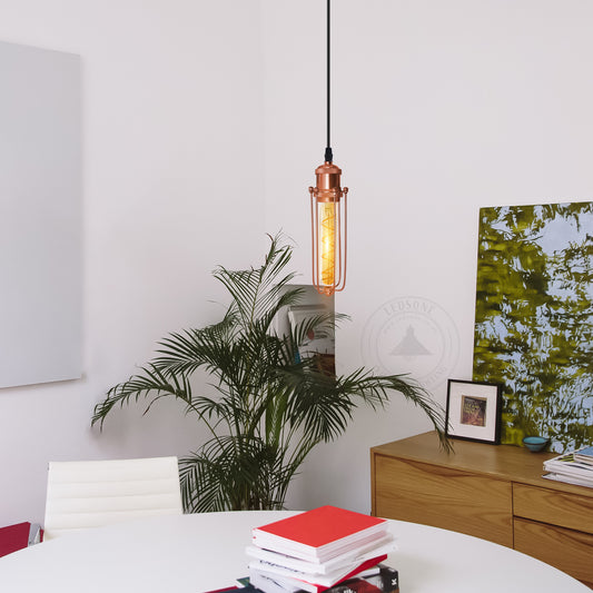 Rose Gold Wire Cage Pendant Light