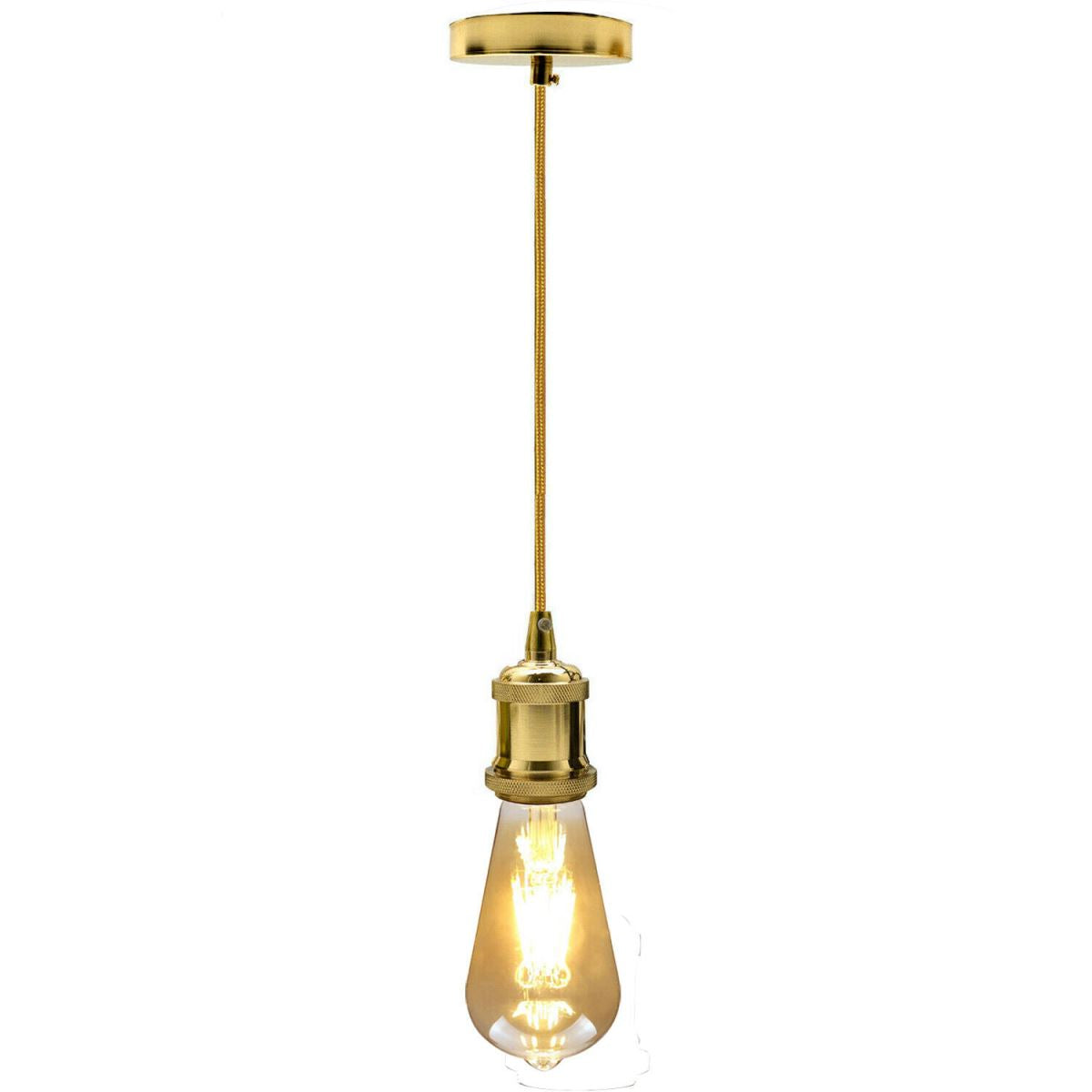 2m Gold Round Cable E27 Base French Gold Holder~1720 - LEDSone UK Ltd