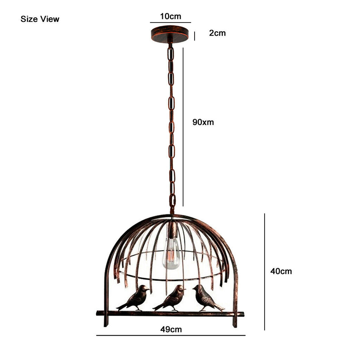 Bird Cage Ceiling Pendant Hanging Light - Size Image