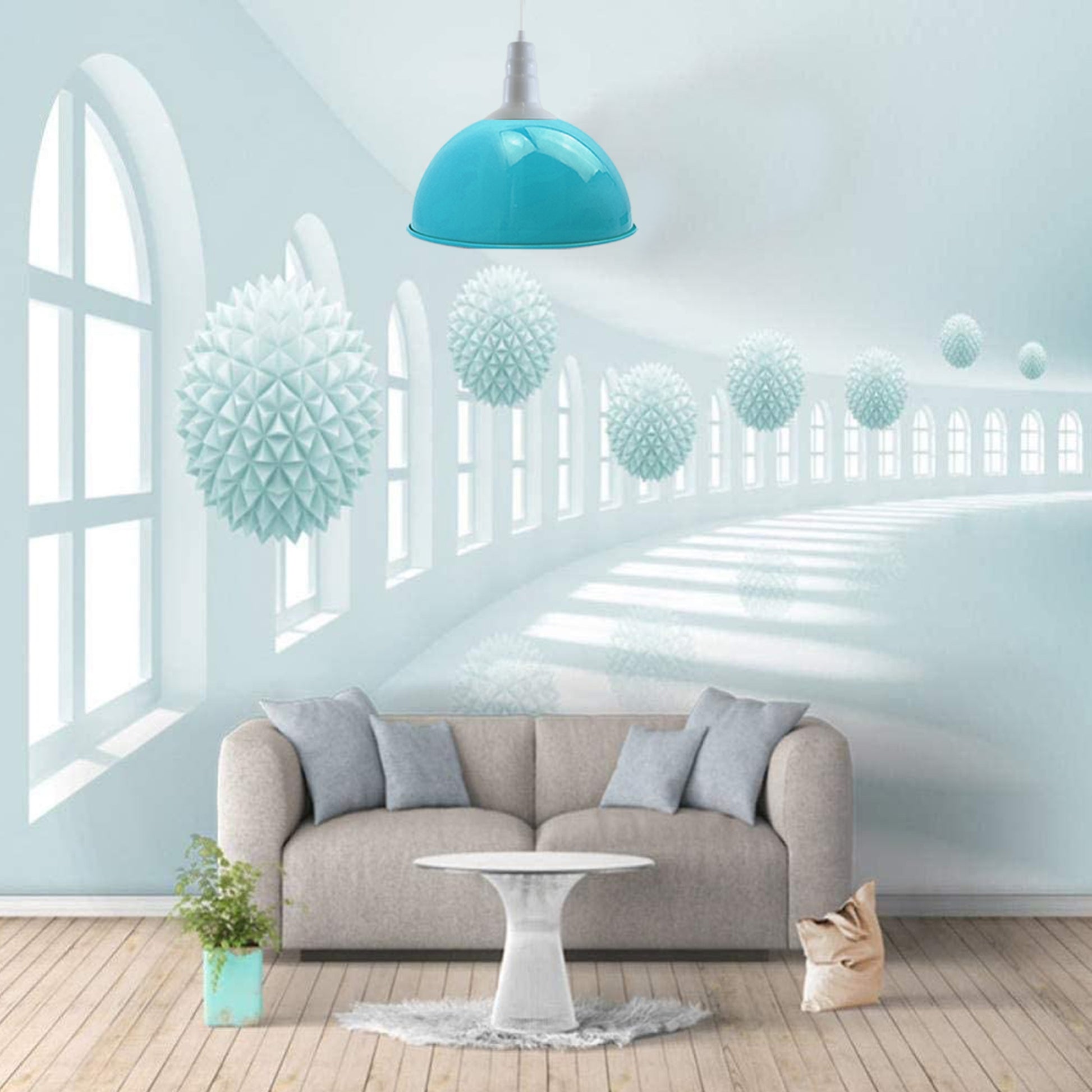 4 Pack Lampshade Vintage Industrial Metal Blue Ceiling Pendant Lights Shade~3564 - LEDSone UK Ltd