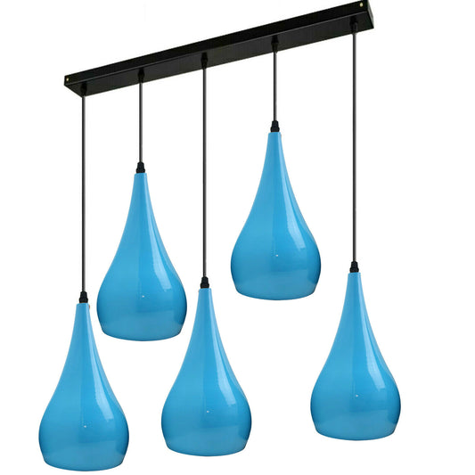 Blue 5 Outlet Ceiling Light Fixtures Black Hanging Pendant Lighting~1625 - LEDSone UK Ltd