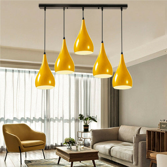 Yellow 5 Outlet Ceiling Light Fixtures Black Hanging Pendant Lighting~1624 - LEDSone UK Ltd