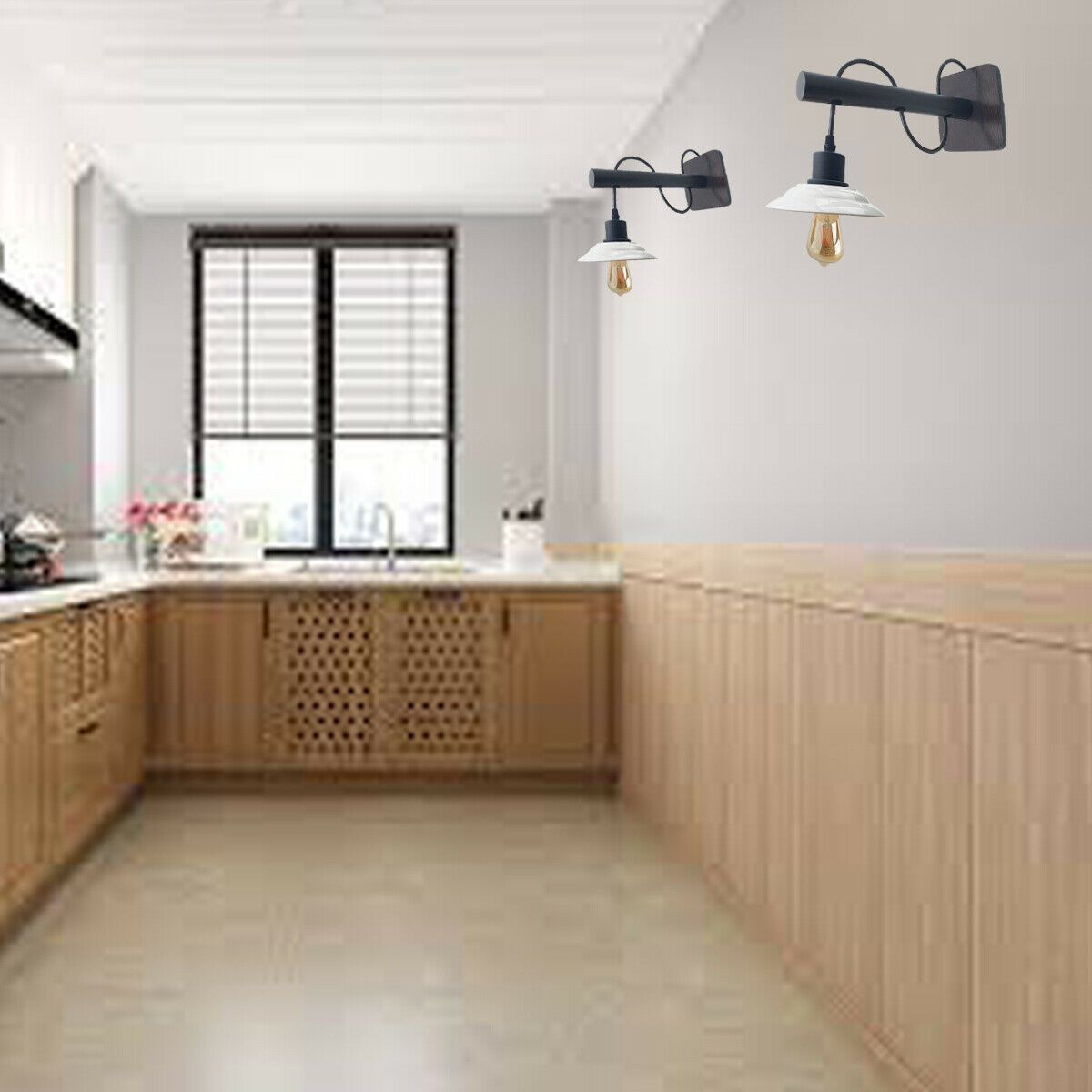 Modern Industrial Black Scone Wall Light With White Shade with FREE Bulbs~2285 - LEDSone UK Ltd