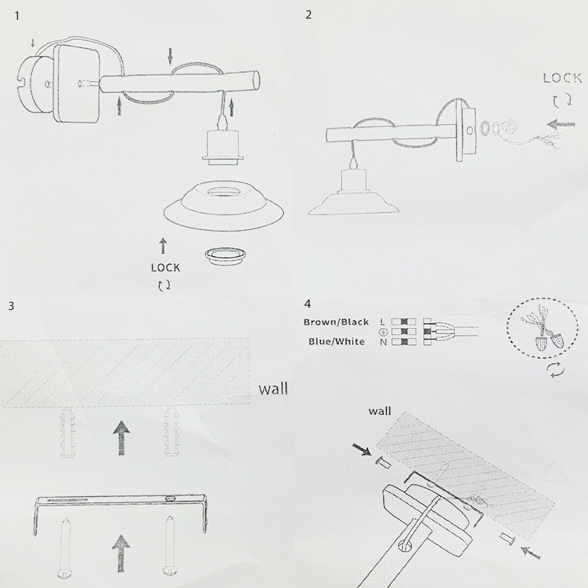 Modern Industrial Black Scone Wall Light With White Shade with FREE Bulbs~2285 - LEDSone UK Ltd