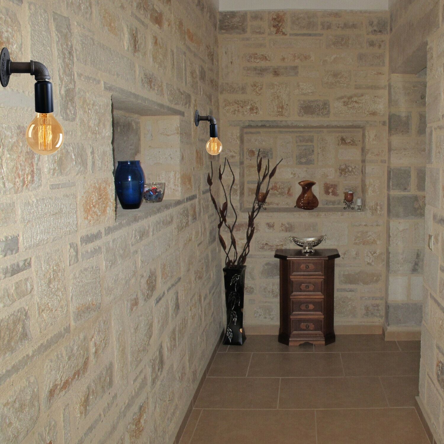 Water Pipe Wall Lamp Industrial style single wall light fitting~1523 - LEDSone UK Ltd