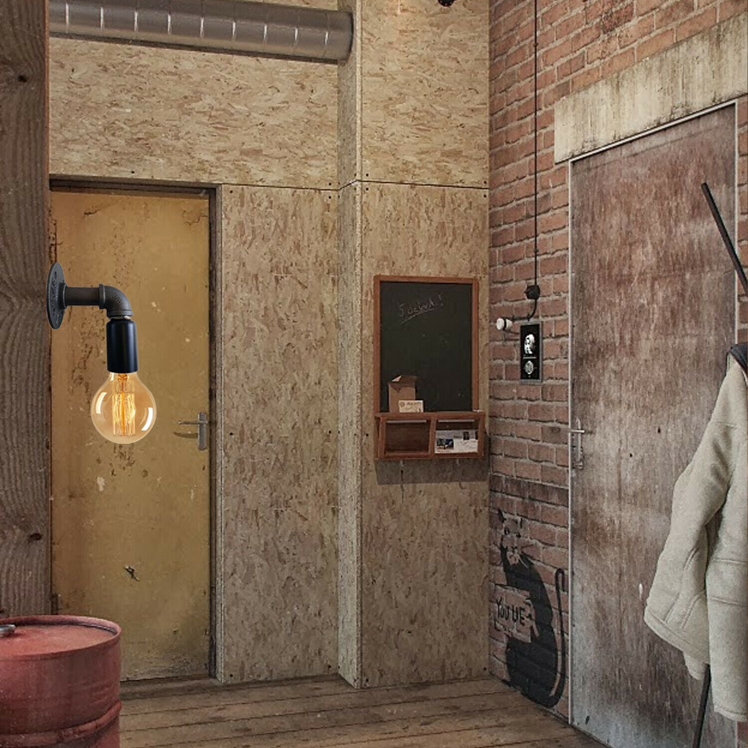 Water Pipe Wall Lamp Industrial style single wall light fitting~1523 - LEDSone UK Ltd