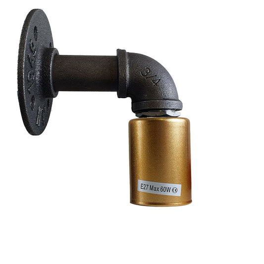Gold Water Pipe Wall Lamp Industrial style single wall light fitting~1525 - LEDSone UK Ltd