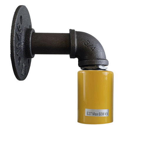 Yellow Water Pipe Wall Lamp Industrial style single wall light fitting~1526 - LEDSone UK Ltd