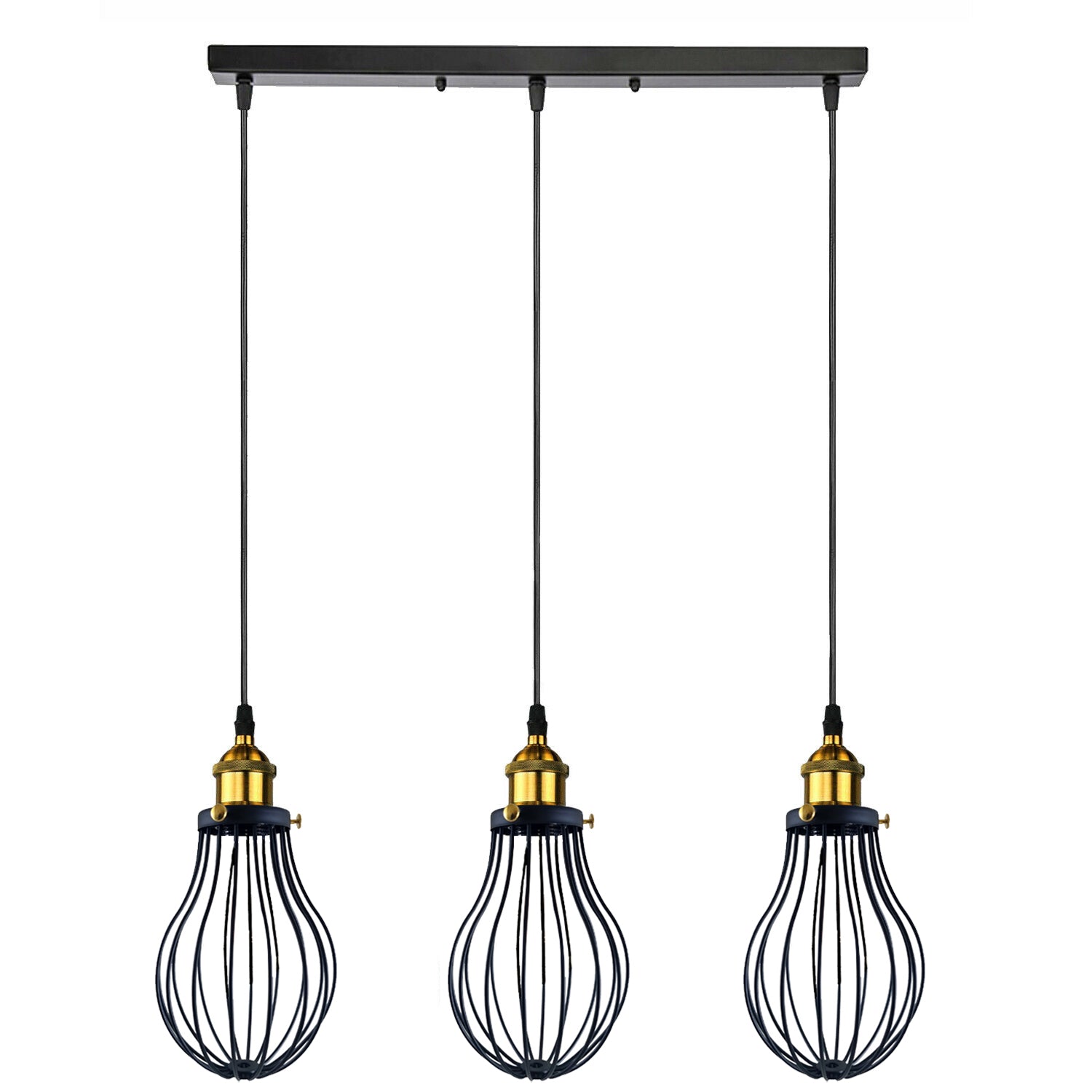 Industrial 3 heads Black hanging Pendant Accessories Ceiling Light Cover Decorative Cage light fixture~3427 - LEDSone UK Ltd