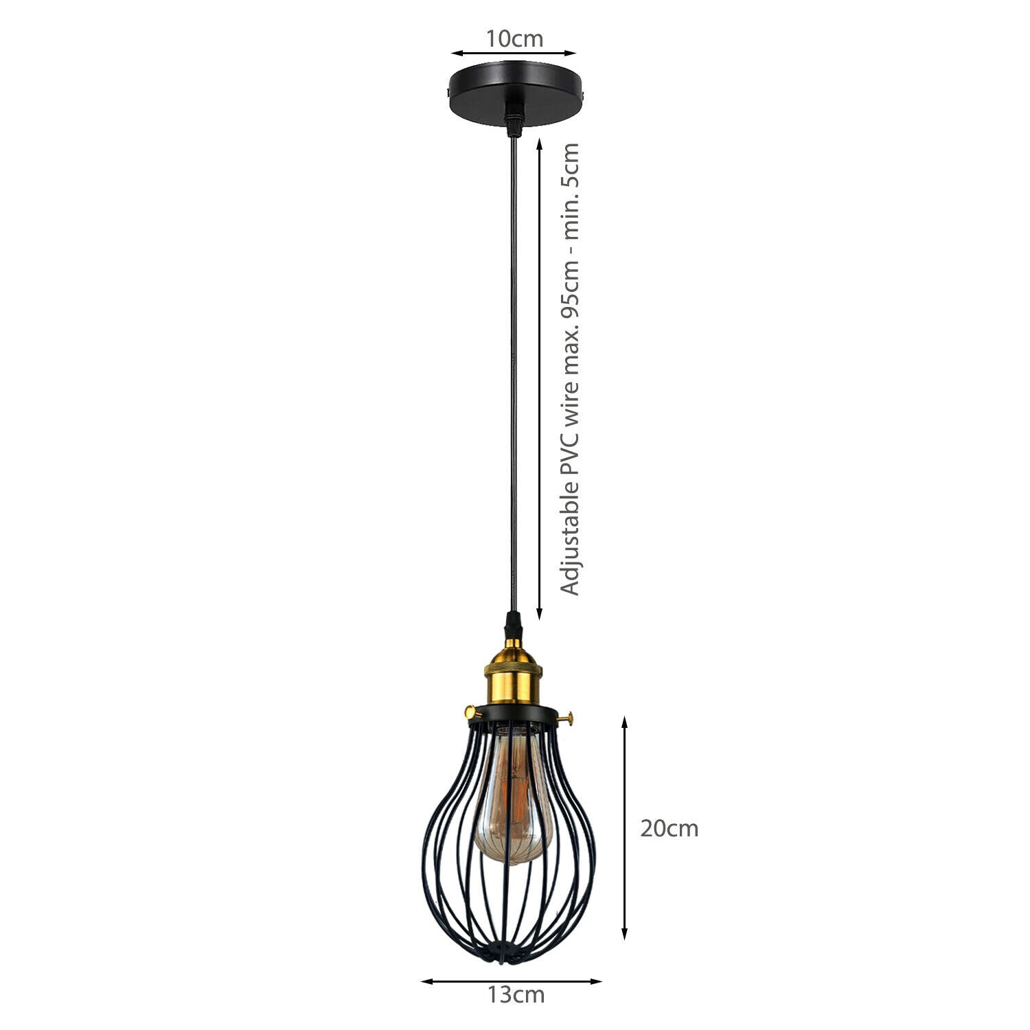 Industrial 3 heads Black hanging Pendant Accessories Ceiling Light Cover Decorative Cage light fixture~3427 - LEDSone UK Ltd