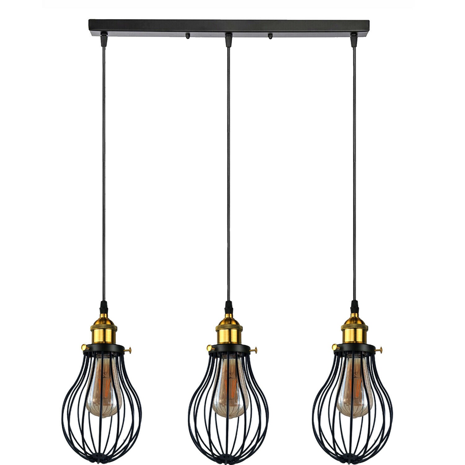 Industrial 3 heads Black hanging Pendant Accessories Ceiling Light Cover Decorative Cage light fixture~3427 - LEDSone UK Ltd